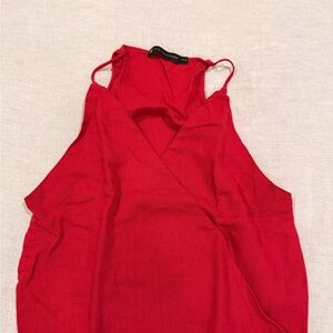 Red Cropped Sleeveless Top
